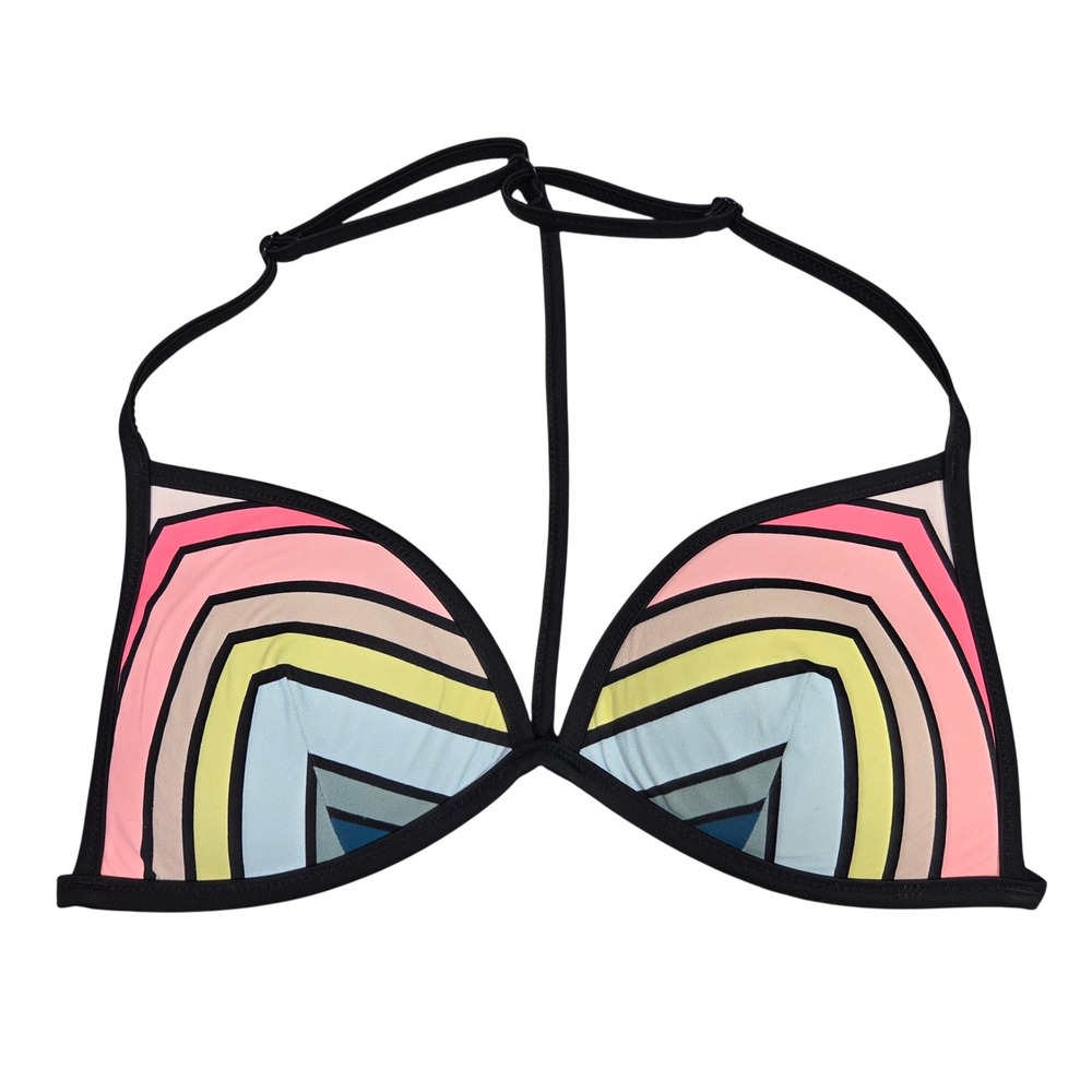 PINK Victoria's Secret Rainbow Geometric T-Back Strappy Bikini Top Size M C80